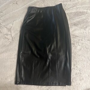 Lush Black Faux Leather Pencil Skirt